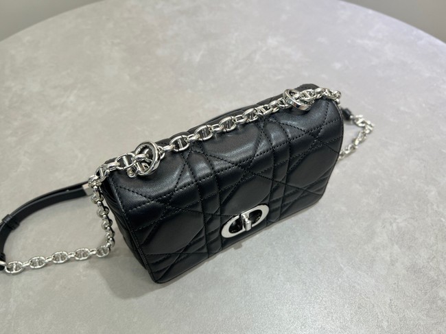 Small Soft Dior Caro Bag Macrocannage Lambskin M9252UHPA black&Black hardware