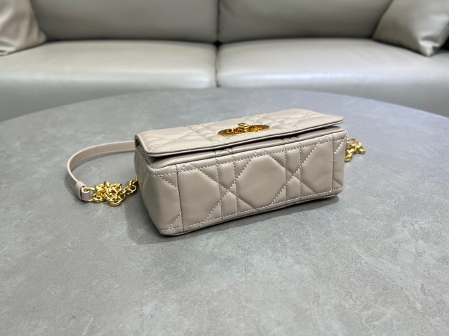 Small Soft Dior Caro Bag Macrocannage Lambskin M9252UHPA gray