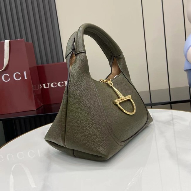 GUCCI SOFTBIT MEDIUM TOP HANDLE BAG 837467 Dark green