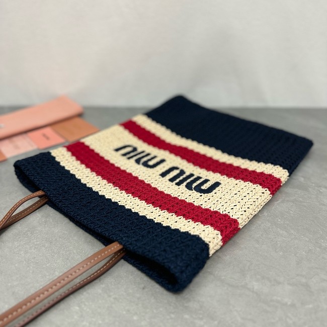 miumiu Raffia effect woven tote bag 5BG248-1