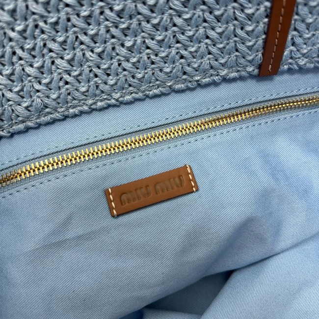 miumiu Raffia effect woven tote bag 5GB228-3