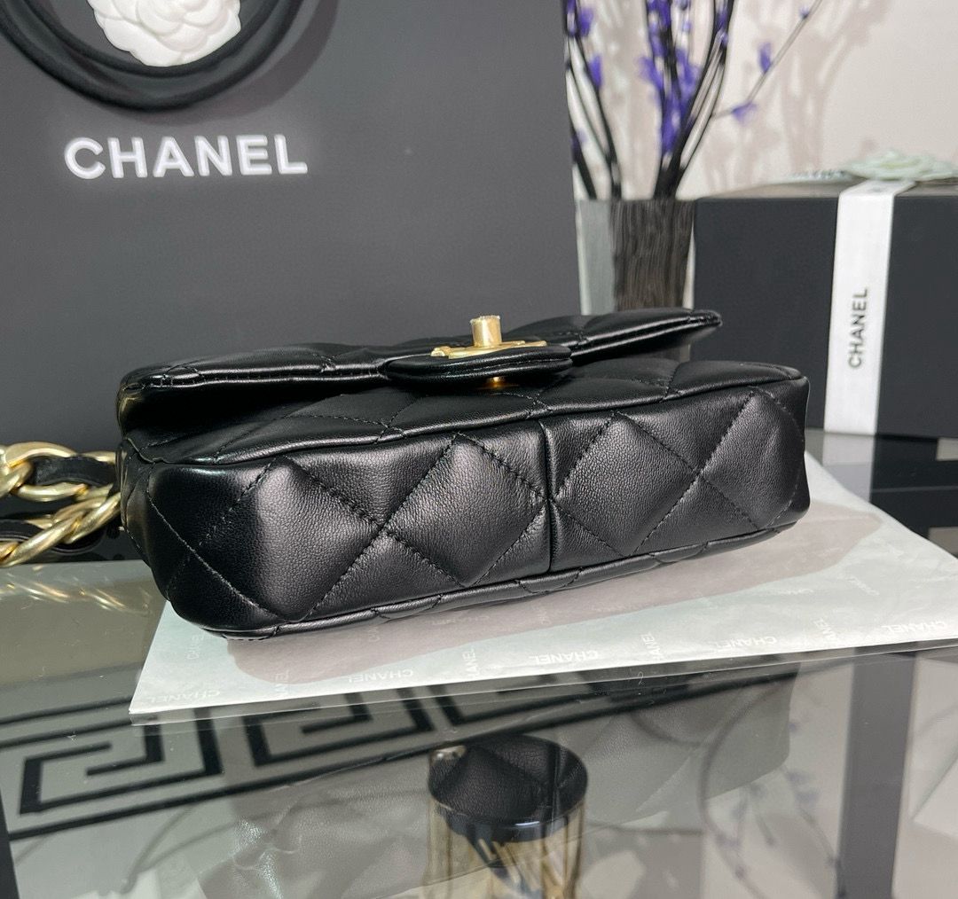 CHANEL SMALL FLAP ORIGINAL LEATHER BAG AS3214 Black