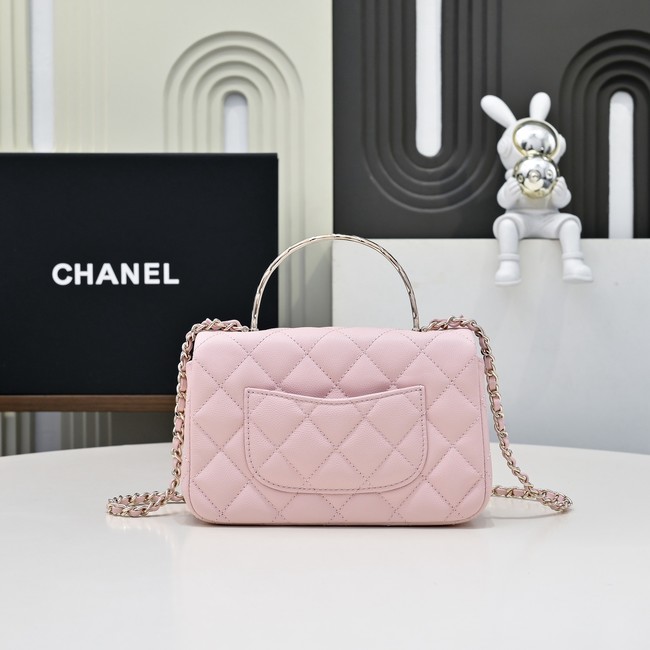 Chanel MINI FLAP BAG CLUTCH WITH CHAIN Gold-Tone Metal AS4591 pink
