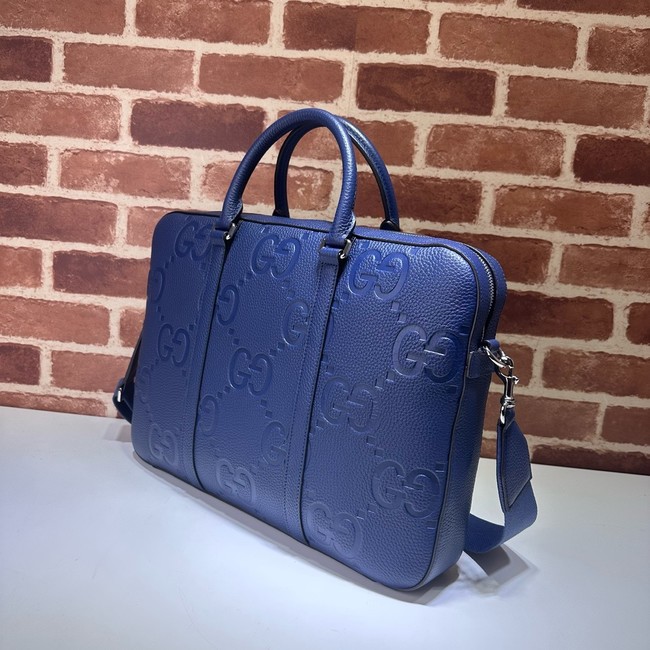 Gucci Jumbo GG Leather Briefcase 658573 blue