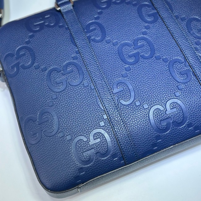 Gucci Jumbo GG Leather Briefcase 658573 blue