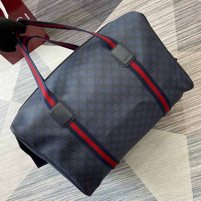 Gucci Medium duffle bag with Web 799871 dark blue GG Supreme