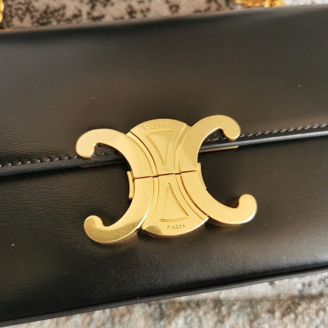 Celine CHAIN SHOULDER BAG TRIOMPHE IN SHINY CALFSKIN 197992 black&gold Hardware