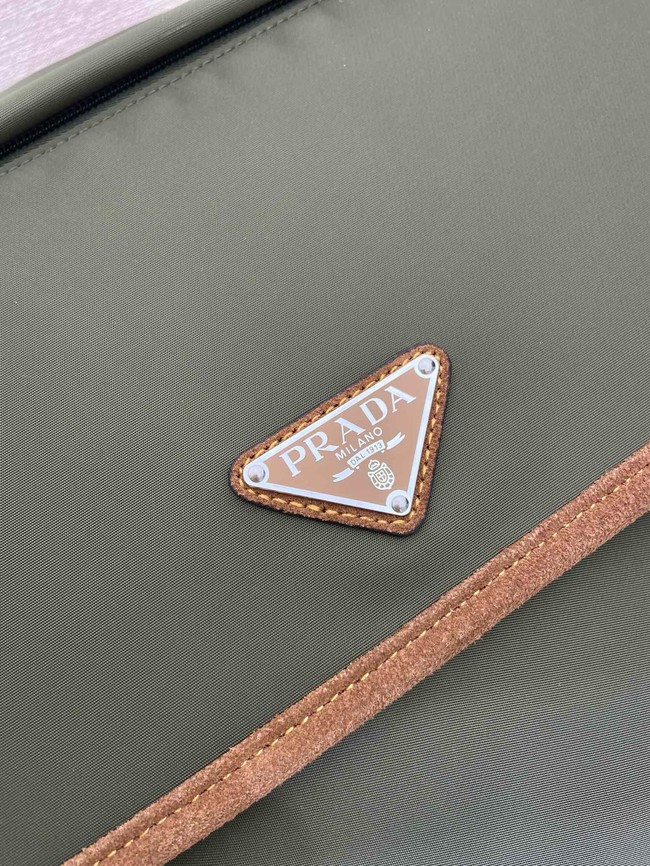 Prada Medium Re-Nylon and suede shoulder bag 2VD052A Musk Green