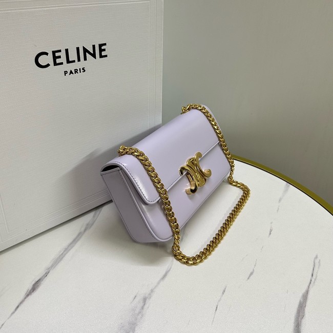 Celine CHAIN SHOULDER BAG TRIOMPHE IN SHINY CALFSKIN 197992 LIGHT LILAC