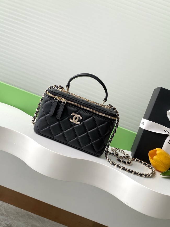 Chanel MINI FLAP BAG CLUTCH WITH CHAIN Gold-Tone Metal AP4325 BLACK