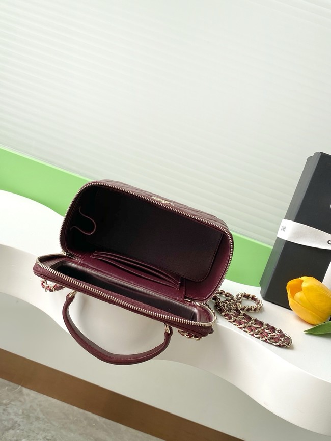 Chanel MINI FLAP BAG CLUTCH WITH CHAIN Gold-Tone Metal AP4325 burgundy