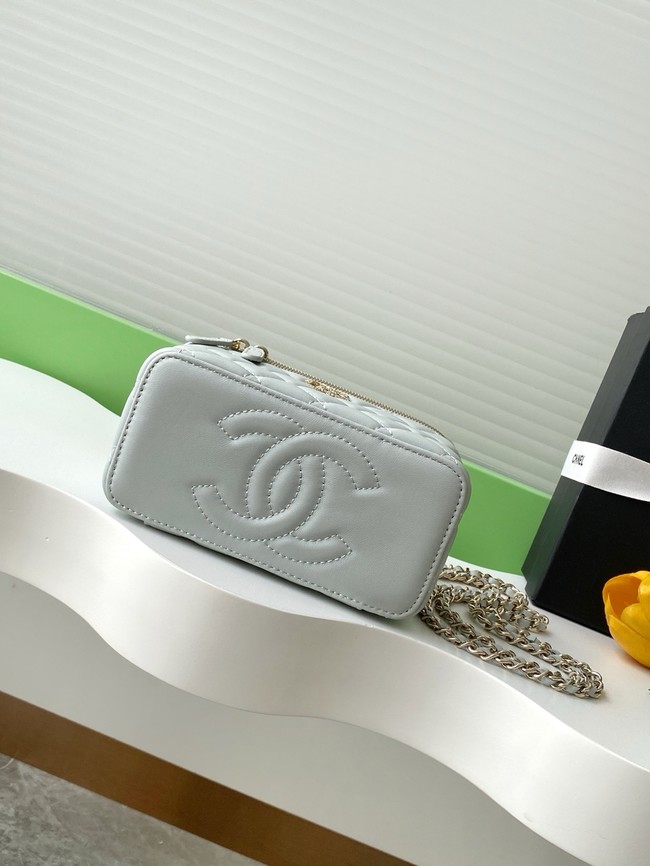 Chanel MINI FLAP BAG CLUTCH WITH CHAIN Gold-Tone Metal AP4325 gray