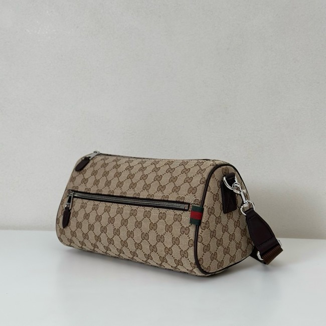 Gucci GG canvas small cylinder bag 834455 brown