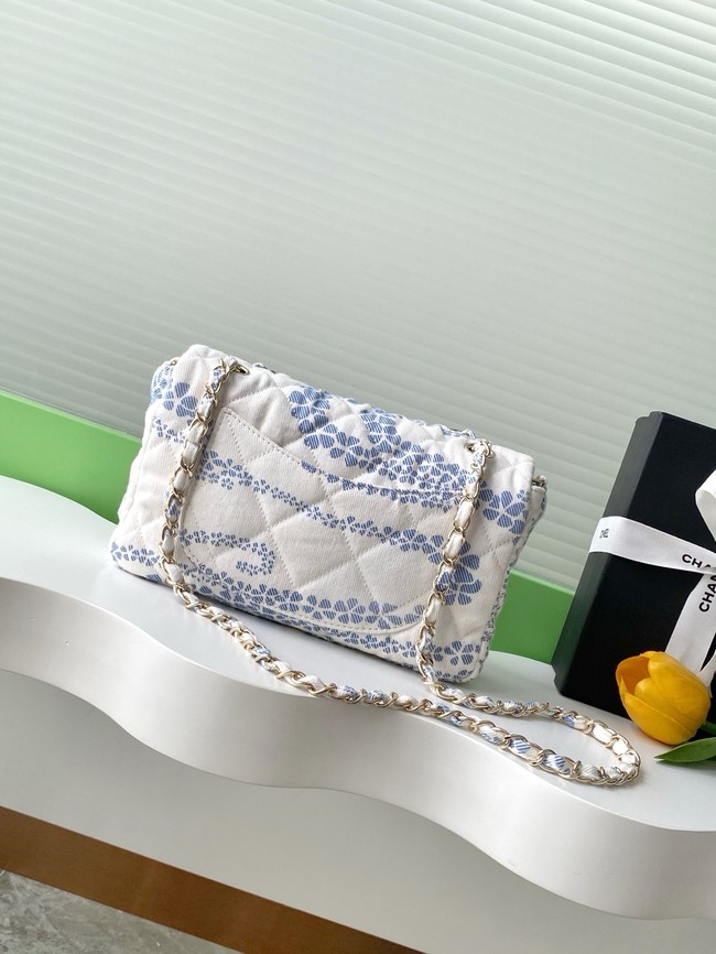 Chanel Flap Bag AS5454 Light blue & White
