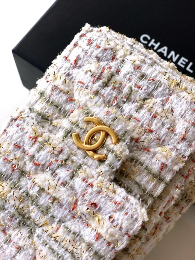 CHANEL 25 MINI HANDBAG Woolen tweed AS5631 Cream