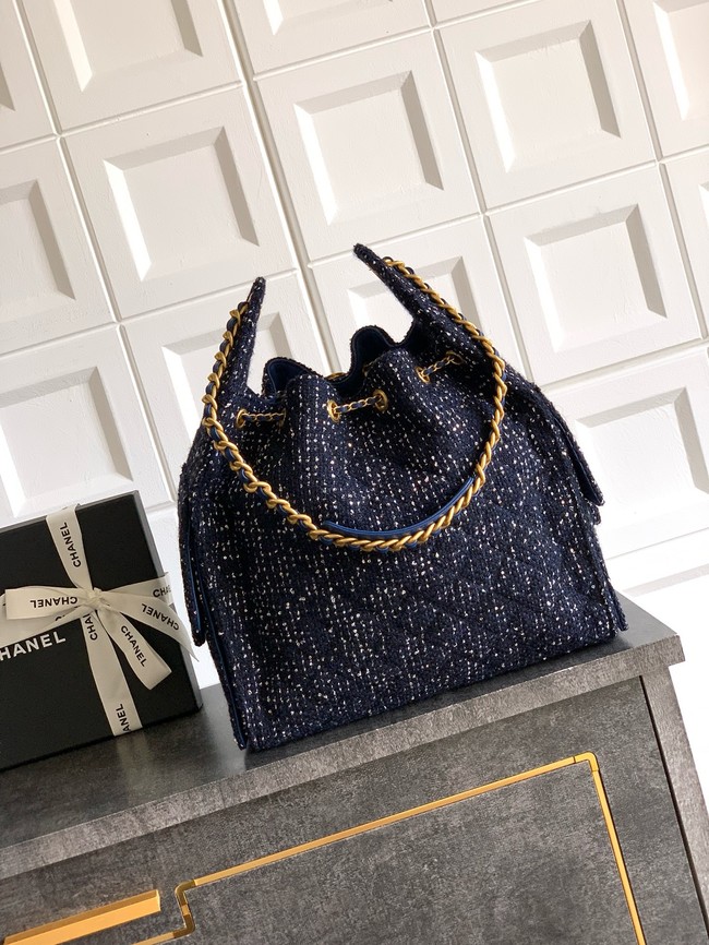 CHANEL 25 handbag Woolen tweed AS5311 dark blue