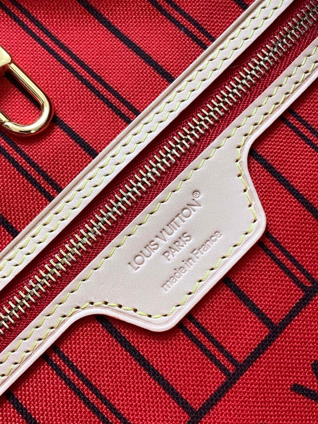 Louis Vuitton Neverfull Bandouliere Inside Out MM M12257 Monogram&red
