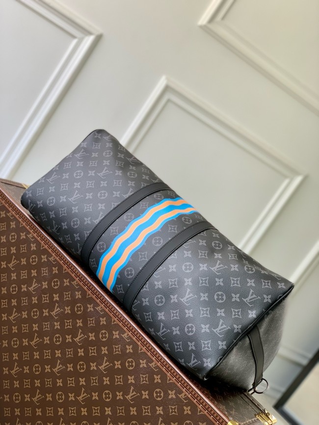 Louis Vuitton Keepall Bandouliere 55 M40605 black&blue