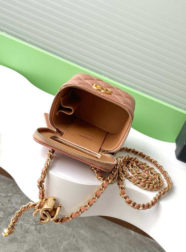 CHANEL Grained Calfskin Small Vanity with Chain AP3941 Camel