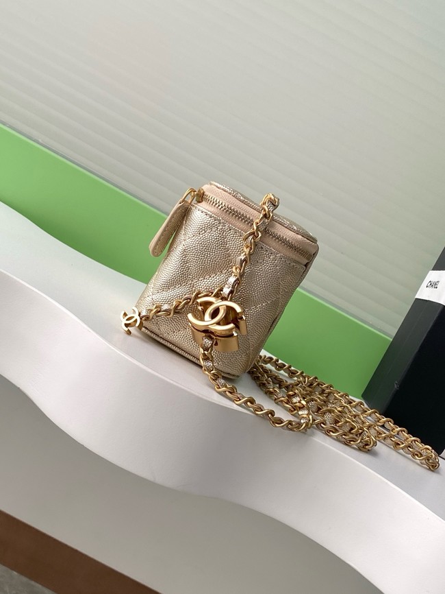 CHANEL Grained Calfskin Small Vanity with Chain AP3941 gold