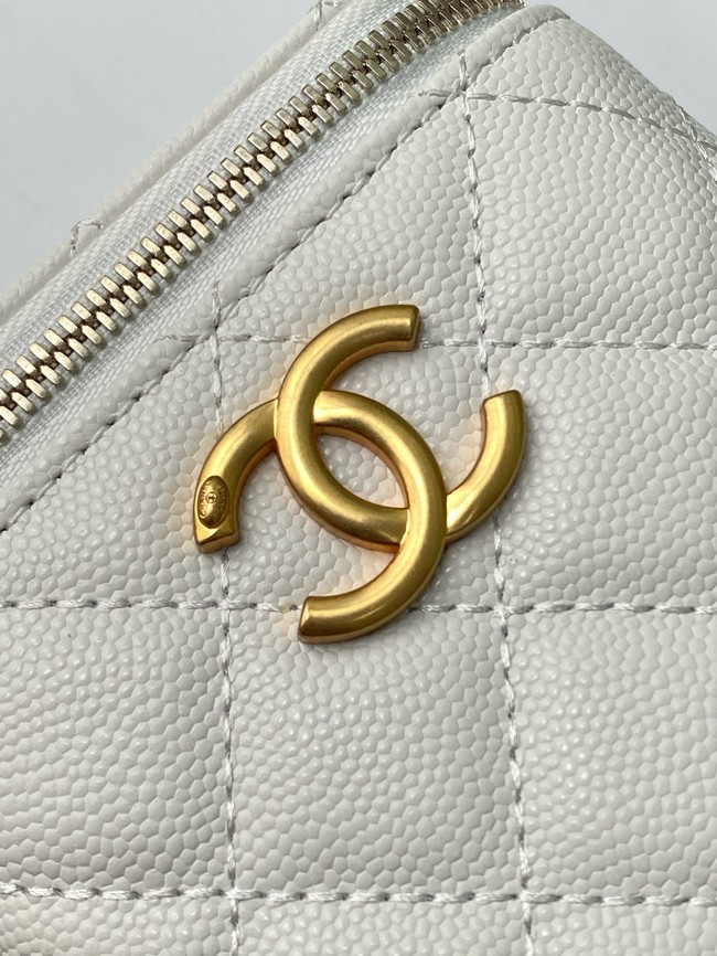 CHANEL Grained Calfskin Small Vanity with Chain AP3941 white