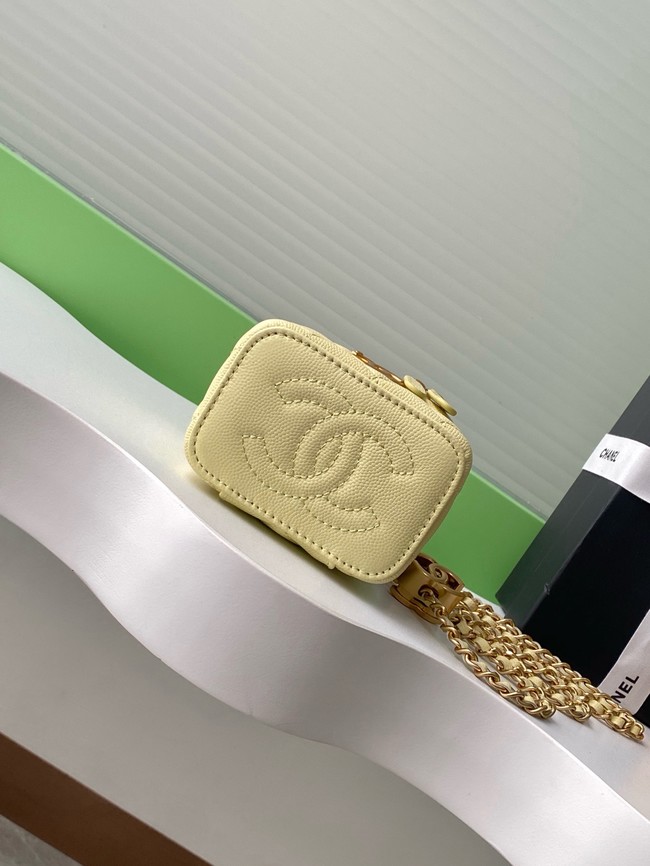 CHANEL Grained Calfskin Small Vanity with Chain AP3941 yellow