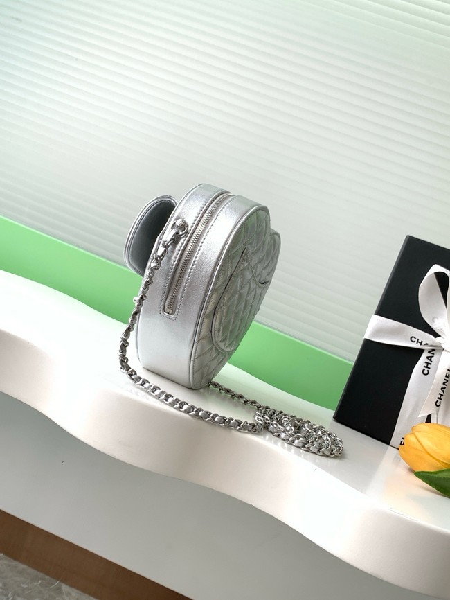 CHANEL Lambskin Heart Bag AS5764 Silvery