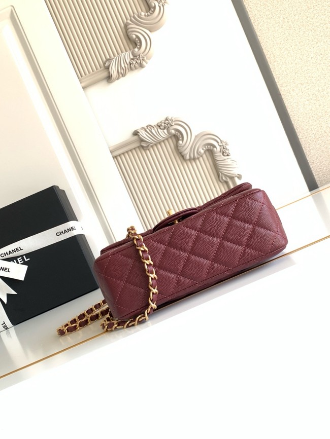 CHANEL Mini Flap Bag with Top Handle AS5701 burgundy
