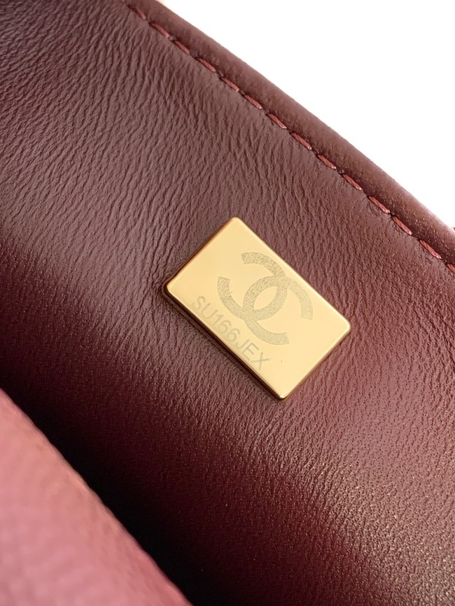 CHANEL Mini Flap Bag with Top Handle AS5701 burgundy