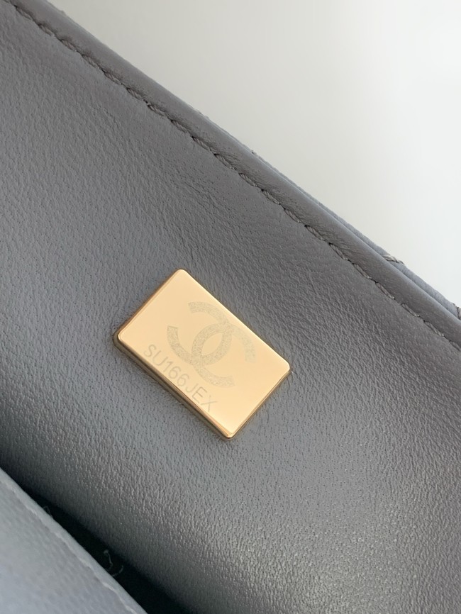 CHANEL Mini Flap Bag with Top Handle AS5702 gray