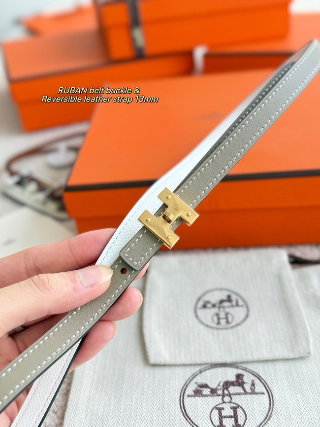 Hermes Swift & Epsom calfskin double-sided leather belt 66022