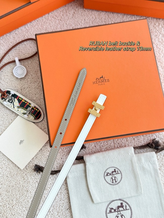 Hermes Swift & Epsom calfskin double-sided leather belt 66022