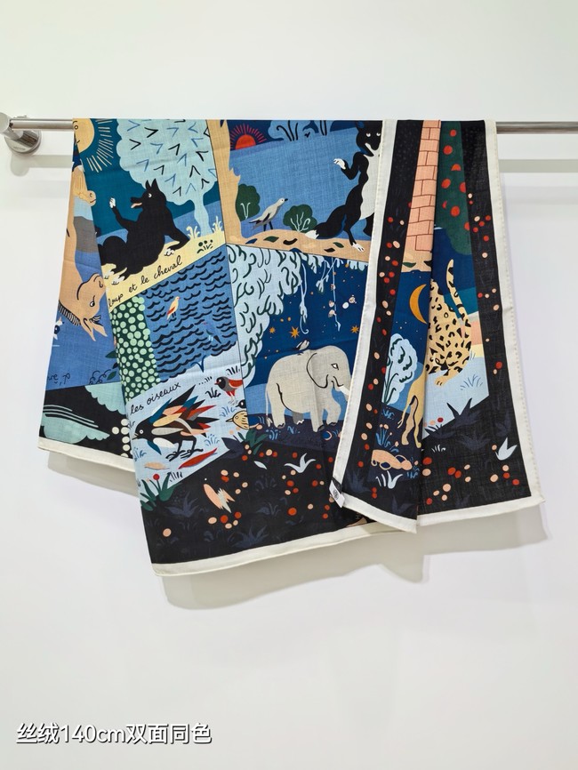 Hermes Shawl Cashmere and Silk Jacquard KY129