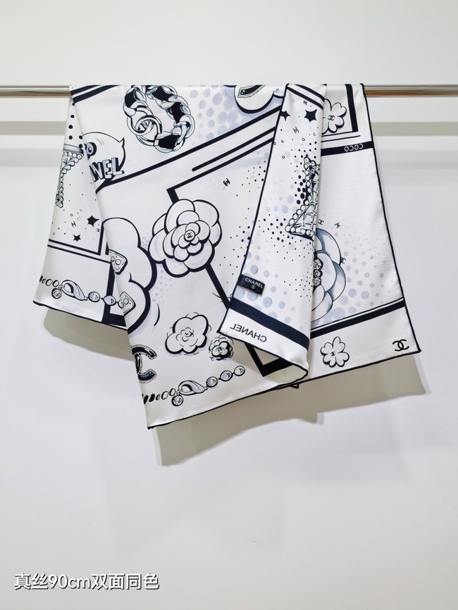 Chanel 90 Square Scarf Silk Twill KY153