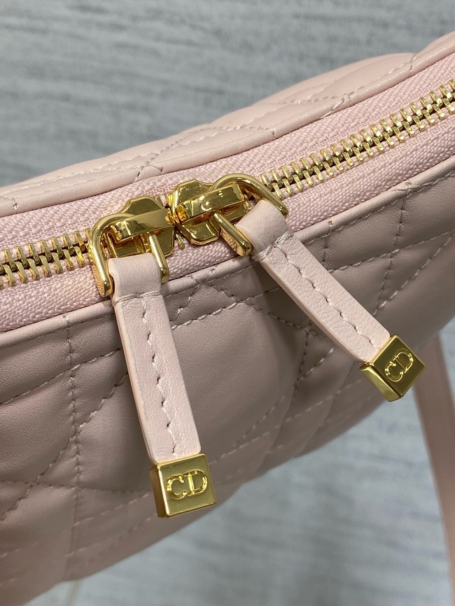 Miss Caro Diorling Mini Bag with Chain Powder Pink Macrocannage Lambskin S5253U