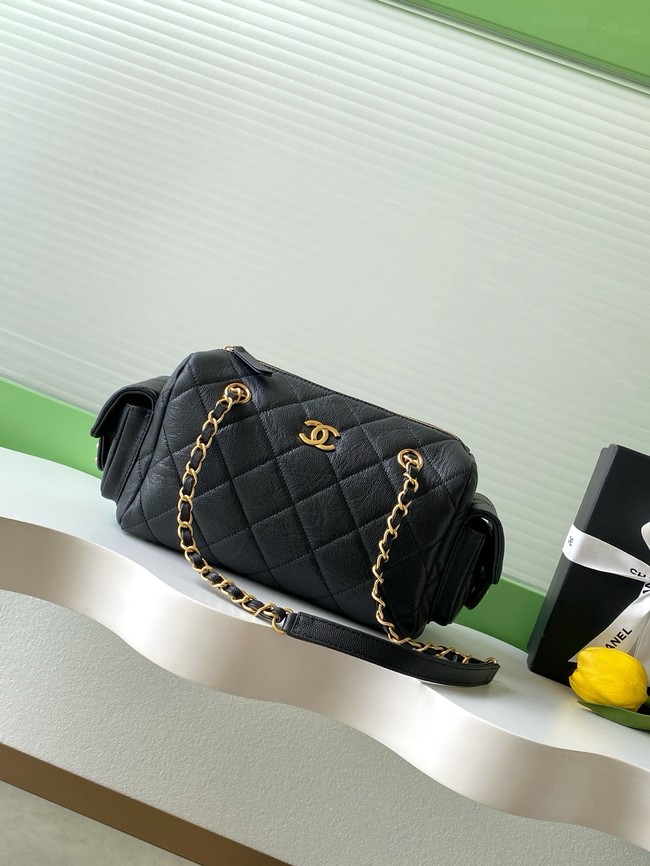 CHANEL Small Bowling Bag Grained Calfskin AS5792 black