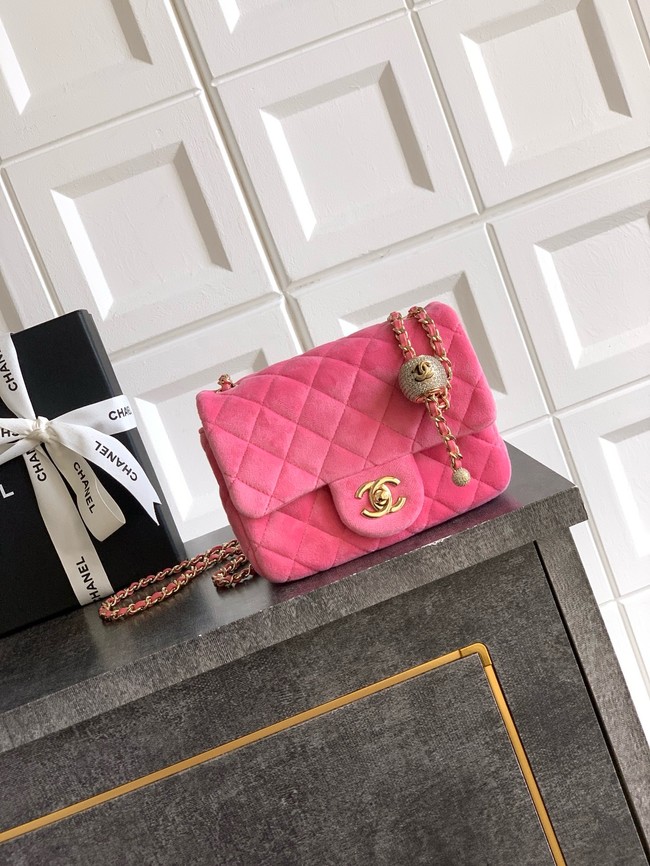 Chanel Mini Classic Handbag velvet AS1786 pink