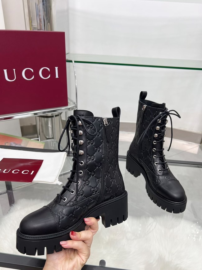 Gucci Womens lace-up ankle boot with GG 840739-1