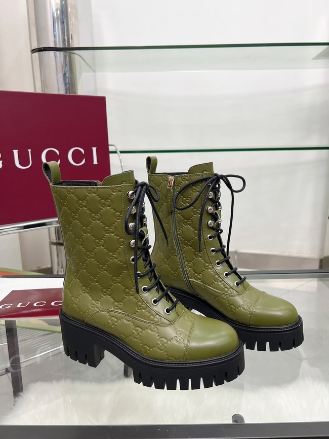 Gucci Womens lace-up ankle boot with GG 840739-2