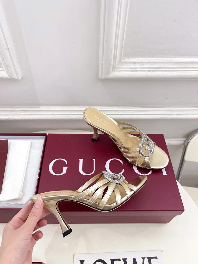 Gucci Womens slide sandal with crystal Interlocking G 852663-2