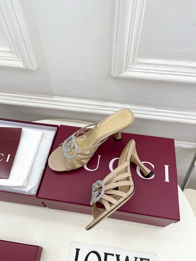 Gucci Womens slide sandal with crystal Interlocking G 852663-5