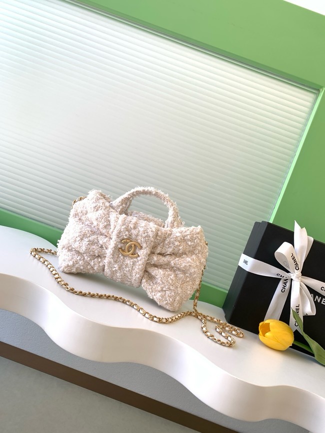 Chanel Mini Bow Bag AS5849 Beige & White