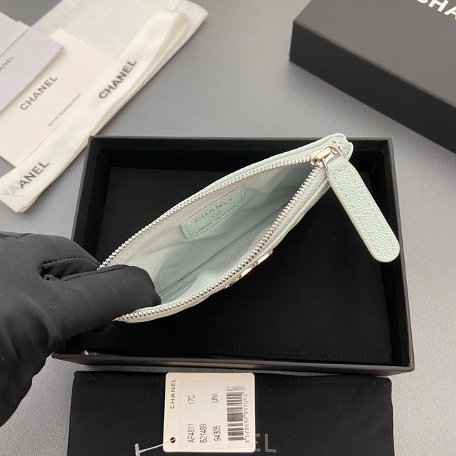 Chanel Zipped Pocket wallet S4811 light blue