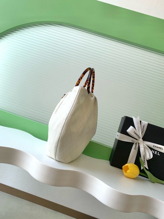 CHANEL Hobo Bag Lambskin AS6010 white