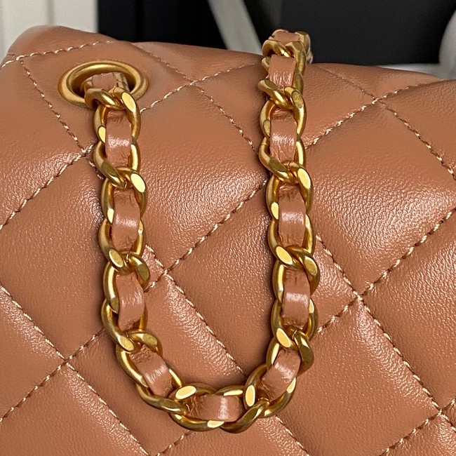 CHANEL Mini Flap Bag AS5758 Camel&gold Metal
