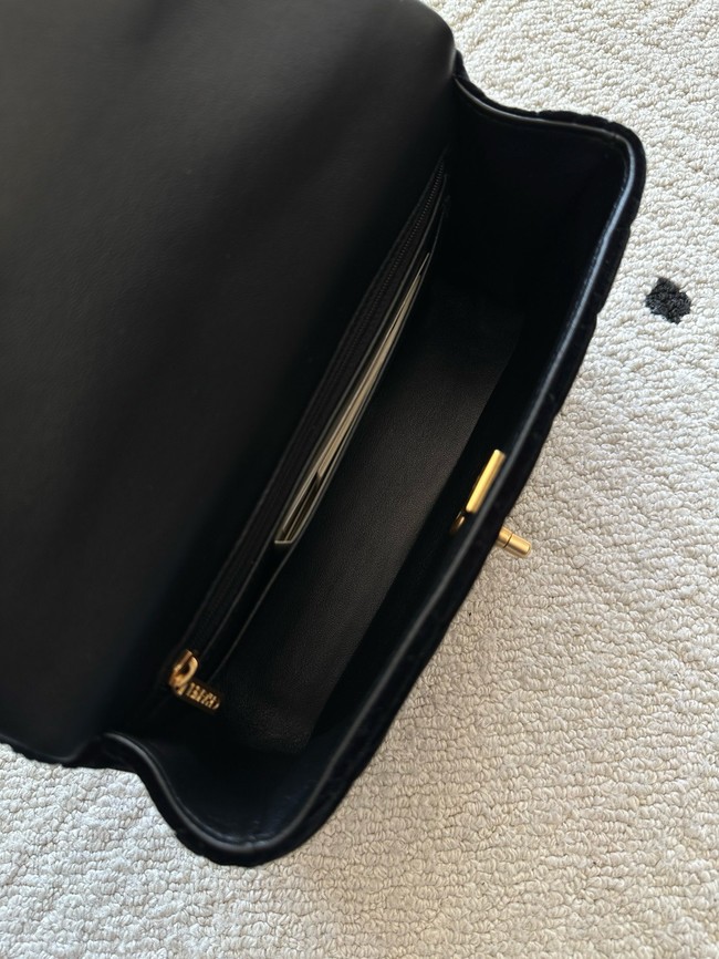 CHANEL small Flap Bag with Top Handle Tweed&Silk AS5702 Black