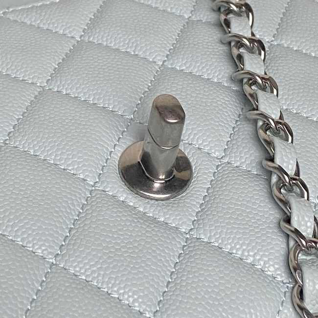 CHANEL Mini Flap Bag with Top Handle AS5702 light blue&Silver Metal