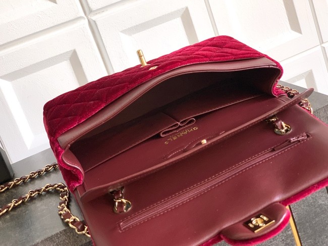 CHANEL Classic 11.12 Handbag velvet A01112 red