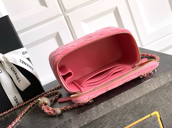 CHANEL velvet Vanity with Chain AP3940 pink