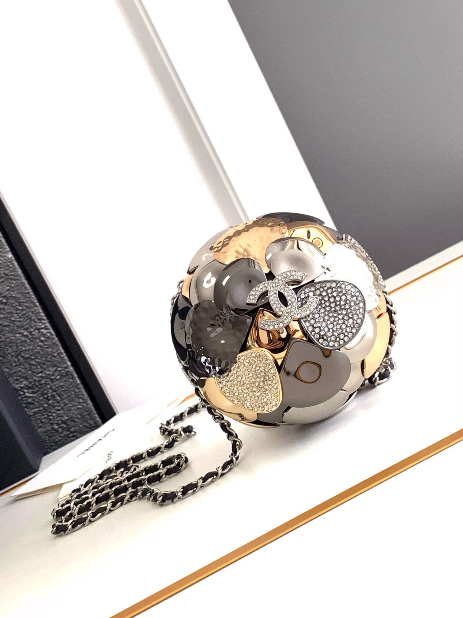 Chanel Camellia With Diamonds Mini Ball Bag 63028 Gold Chanel Camellia With Diamonds Mini Ball Bag 63028 Gold